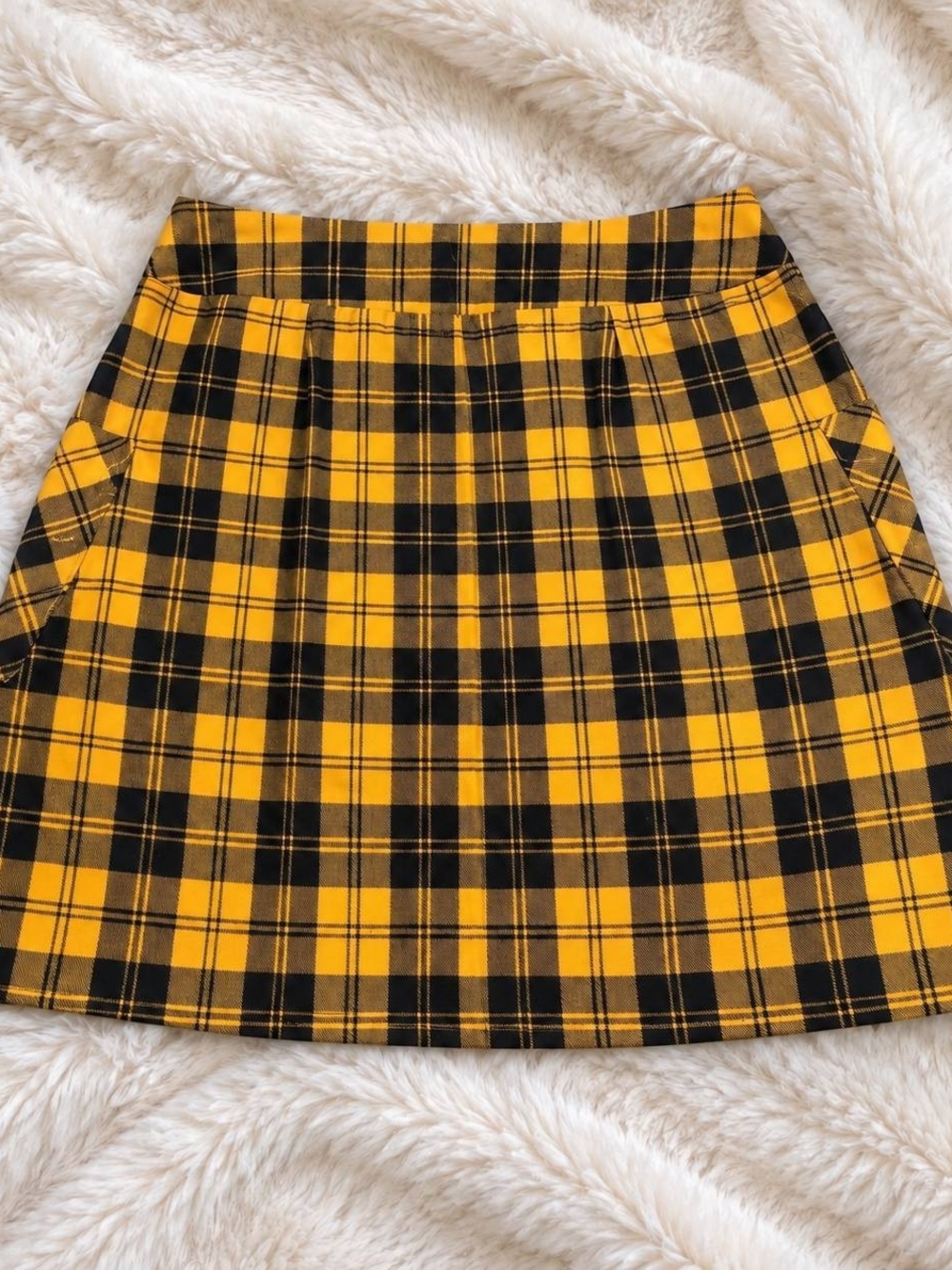 Arizona Jean Company Yellow and Black Plaid A-Line Skirt